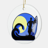 日没の青いサーファー セラミックオーナメント (左)