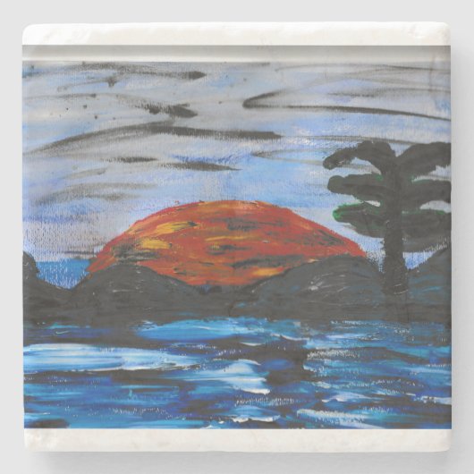 日没の風景 ストーンコースター (正面)