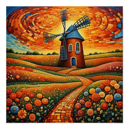 日没の風車1 ポスター (正面)