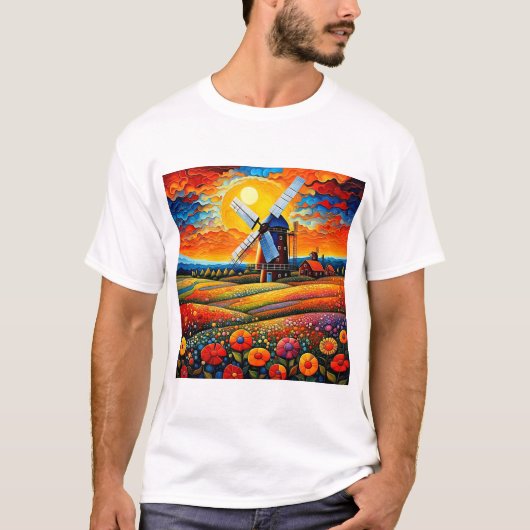 日没の風車7 Tシャツ (正面)