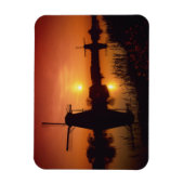 日没の風車，キンダーダイク，オランダ マグネット (縦)