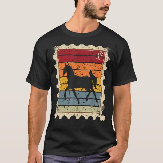 日没の馬と切手5 Tシャツ (正面)