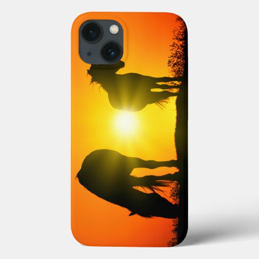 日没の馬のシルエット Case-Mate iPhoneケース (裏面)