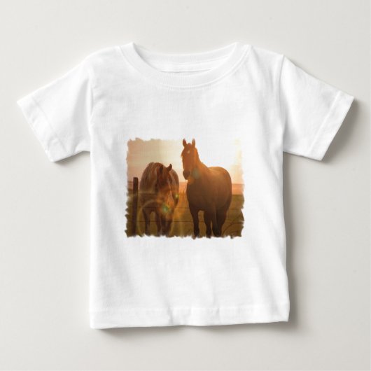 日没の馬のベビーのTシャツ ベビーTシャツ (正面)