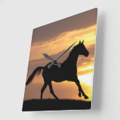 日没の馬 スクエア壁時計 (傾斜)