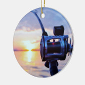 日没の魚釣りの巻き枠 セラミックオーナメント (左)