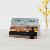 日没の魚釣りの父の日カード カード (黄色い花)