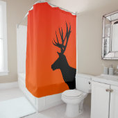 日没の鹿のシルエット シャワーカーテン (インサイチュ)