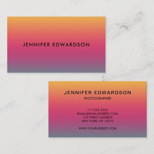 日没の黄色いマゼンタのティール(緑がかった色)の勾配のプロフェッショナル 名刺 (正面/裏面)