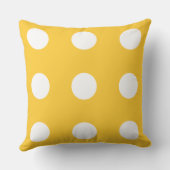 日没の黄色および白い水玉模様のリバーシブル クッション (裏面)