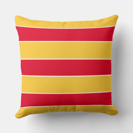 日没の黄色の夏の赤のストライプ クッション (裏面)