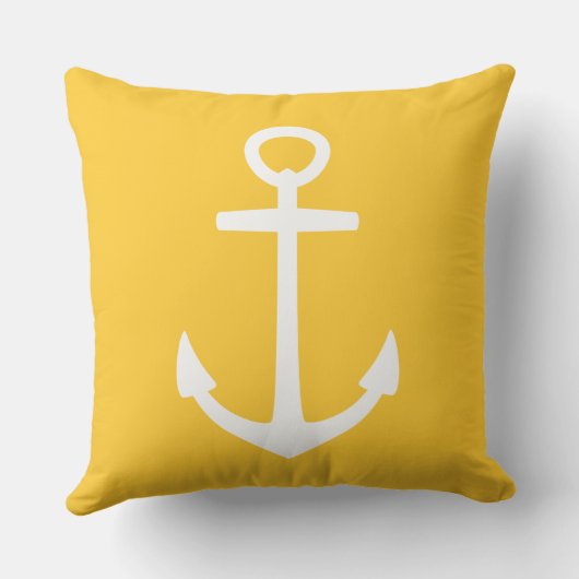 日没の黄色の大きく白いいかり クッション (裏面)