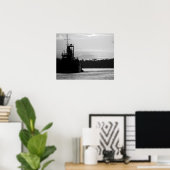 日没の黒と白のカニのボート16x20 ポスター (ホームオフィス)