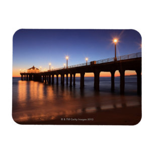 日没のManhattan Beach桟橋、カリフォルニア マグネット