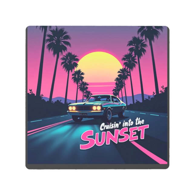 日没へのクリスイン – 80sレトロドライブ メタルプリント (正面)