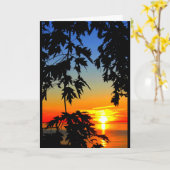 日没への美しい誕生日の日の出 カード (黄色い花)