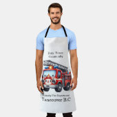 日没よくはしゃぐ時の消防車 エプロン (着用した状態)