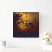 日没を見下ろすライオン スクエア壁時計 (ホーム)