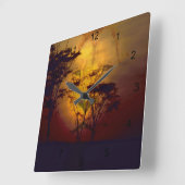 日没を見下ろすライオン スクエア壁時計 (傾斜)