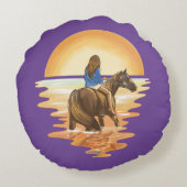 日没を追いかける女の子 ラウンドクッション (裏面)