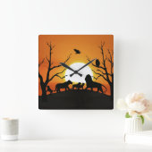 日没アフリカのライオン家族 スクエア壁時計 (ホーム)