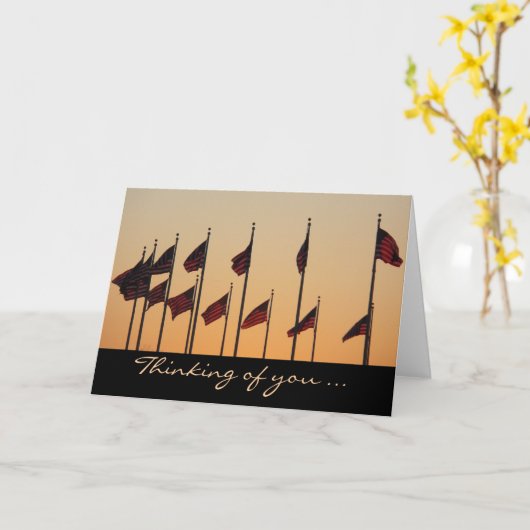 日没アメリカ愛国米国の国旗 カード (黄色い花)