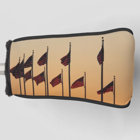 日没アメリカ愛国米国の国旗 ゴルフヘッドカバー (正面)