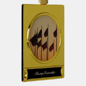 日没アメリカ愛国米国の国旗 ゴールドプレートバナーオーナメント (右)