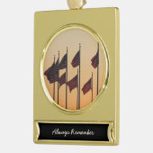 日没アメリカ愛国米国の国旗 ゴールドプレートバナーオーナメント (左)