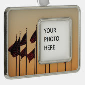 日没アメリカ愛国米国の国旗 シルバープレートフレームオーナメント (右)