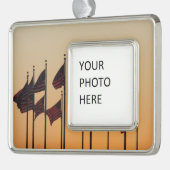 日没アメリカ愛国米国の国旗 シルバープレートフレームオーナメント (左)