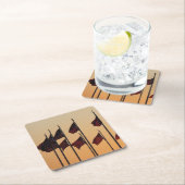 日没アメリカ愛国米国の国旗 スクエアペーパーコースター (インサイチュ)