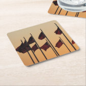 日没アメリカ愛国米国の国旗 スクエアペーパーコースター (アングル)