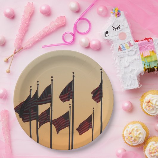 日没アメリカ愛国米国の国旗 ペーパープレート (パーティー)