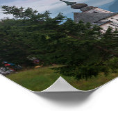 日没アルプス山脈を持つ教会 ポスター (角)