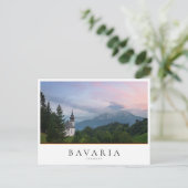 日没アルプス山脈を持つ教会 ポストカード (スタンド正面)