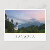 日没アルプス山脈を持つ教会 ポストカード (正面)