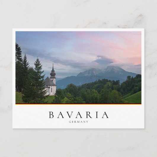 日没アルプス山脈を持つ教会 ポストカード (正面)