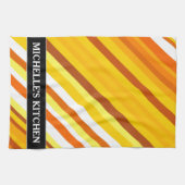 日没インスパイア黄色、オレンジおよび白は縞で飾ります キッチンタオル (横)