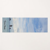 日没オンビーチ海ビュパーソナライズされたー名 ヨガマット (正面(横))