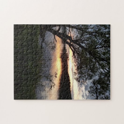 日没オンレイクと木 ジグソーパズル (横)