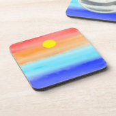 日没オン海水彩抽象芸術アートグラデーション コースター (左側)
