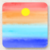 日没オン海水彩抽象芸術アートグラデーション コースター (正面)
