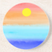 日没オン海水彩抽象芸術アートグラデーション コースター (正面)