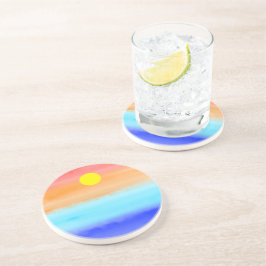 日没オン海水彩抽象芸術アートグラデーション コースター