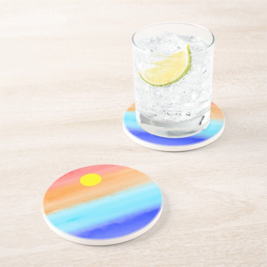 日没オン海水彩抽象芸術アートグラデーション コースター (側面)