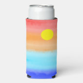 日没オン海水彩抽象芸術アートグラデーション スリム缶クーラー (Seltzer正面)