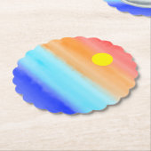 日没オン海水彩抽象芸術アートグラデーション ペーパーコースター (アングル)
