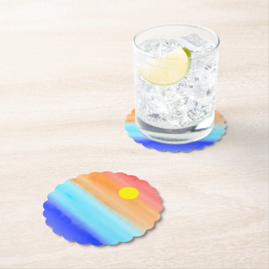 日没オン海水彩抽象芸術アートグラデーション ペーパーコースター (インサイチュ)