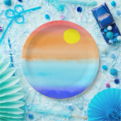 日没オン海水彩抽象芸術アートグラデーション ペーパープレート (パーティー)